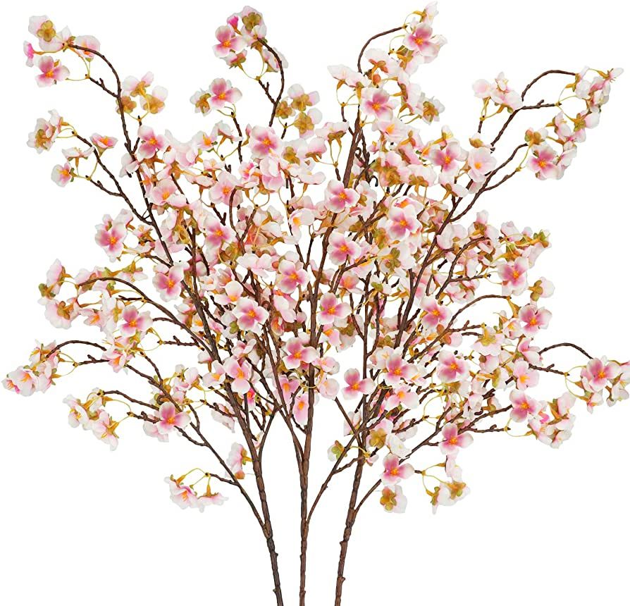 Uieke Silk Cherry Blossom Branches, 40.5in Artificial Cherry Blossom Flowers Long Stems Fake Flow... | Amazon (US)