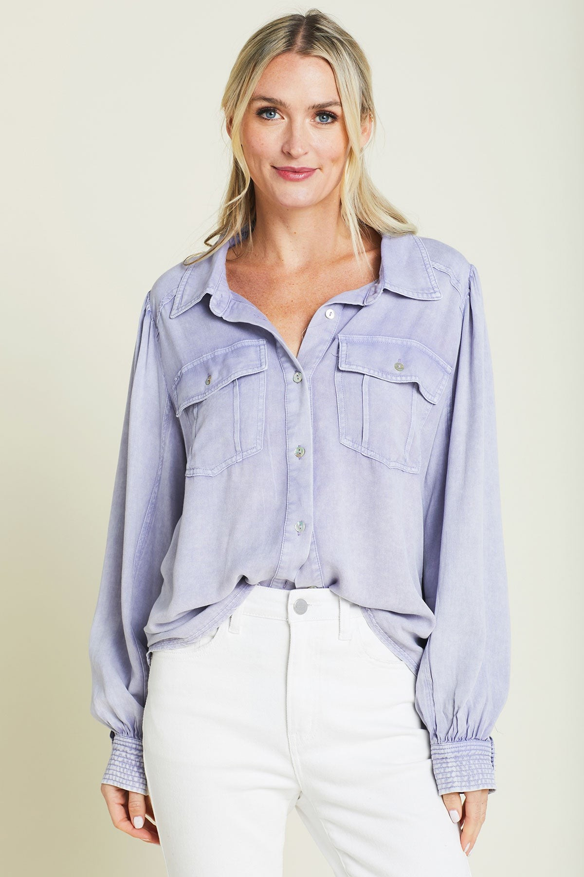 Fate Button Down Washed Tencel Shirt | Social Threads