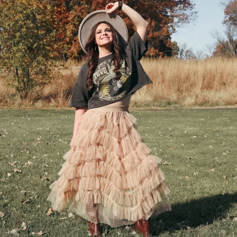 Bohemian Maribelle Tulle Layered Skirt Country Wedding Guest Boho Handmade Western Festival Skirt... | Etsy (US)