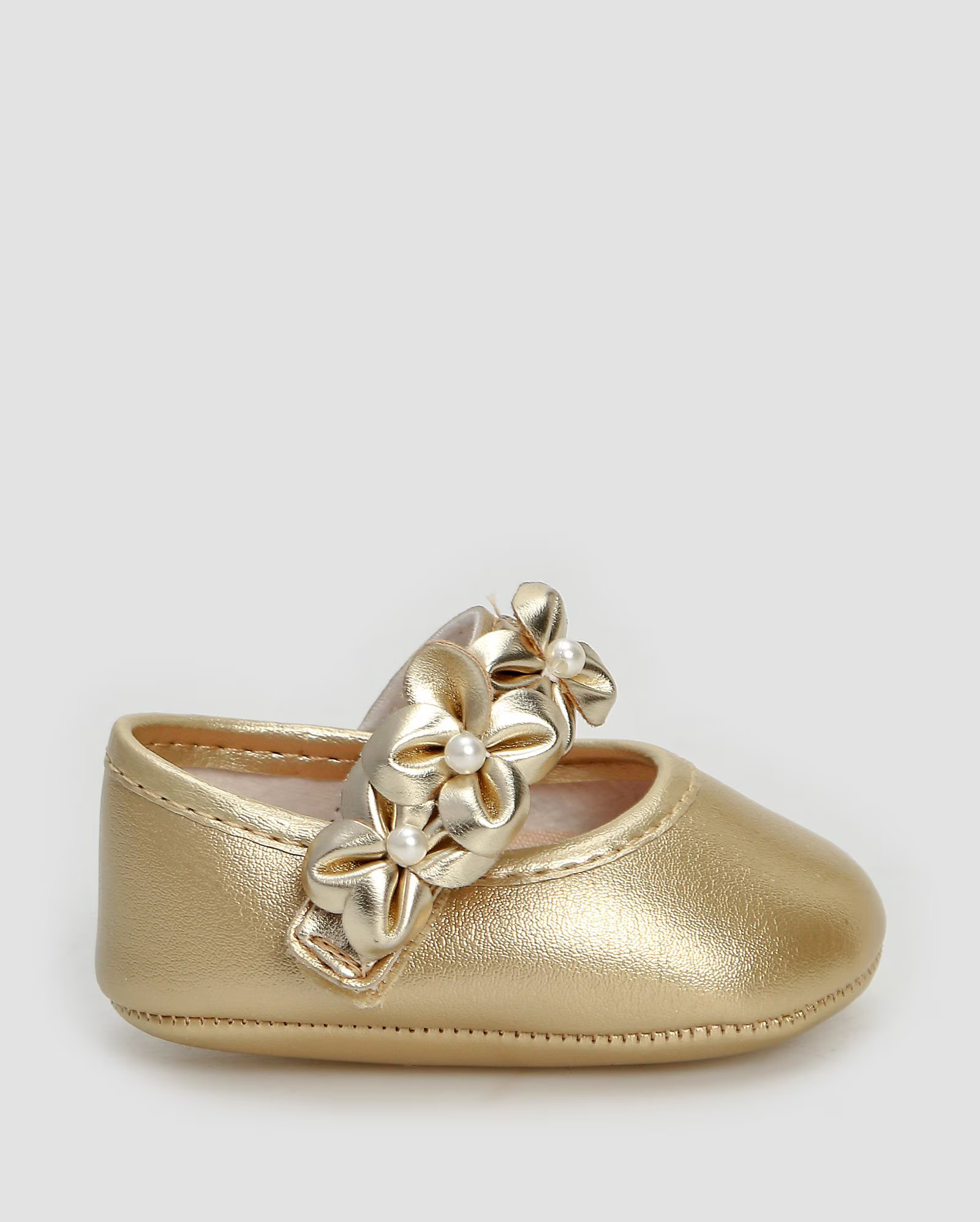 Sapato bebê com laço floral 16493 dourado | Pimpolho | Riachuelo (BR)