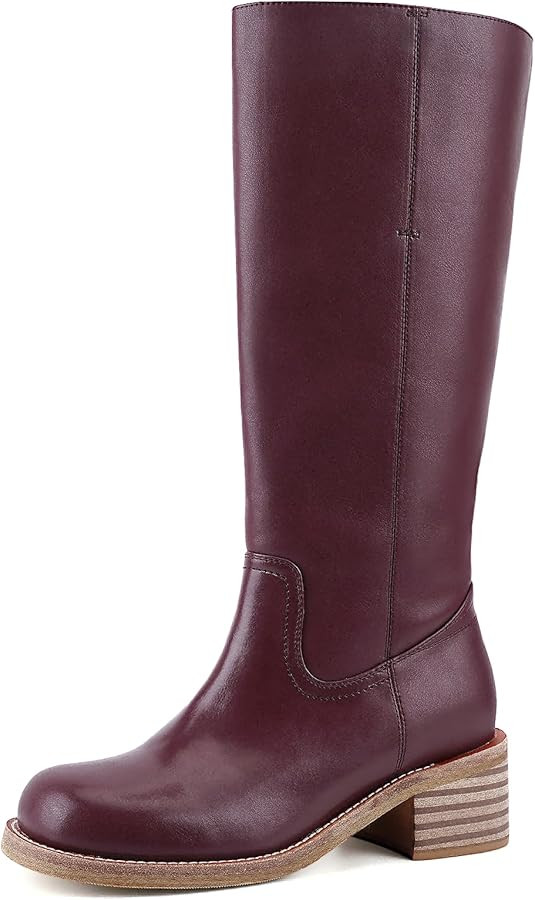 Women's Knee High Boots Square Toe Chunky Block Heel Long Boots for Women Comfortable Low Heel Wo... | Amazon (US)