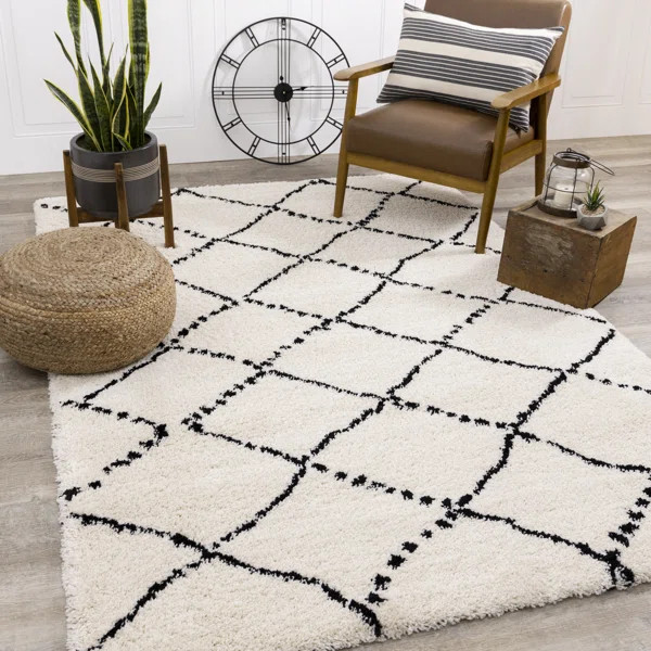 Lydon Geometric Ivory/Black Area Rug | Wayfair North America
