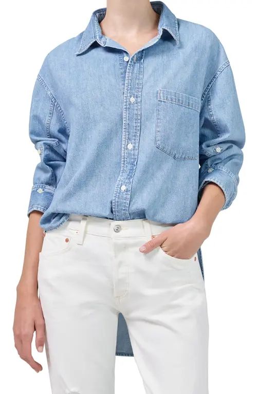 Citizens of Humanity Kayla High-Low Cotton Denim Shirt in Hidden Hills at Nordstrom, Size X-Large | Nordstrom