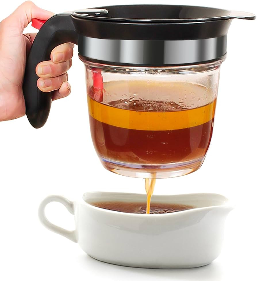 Fat Separator With Bottom Release, 4 Cup Gravy Separator for Cooking with Oil Strainer, Kitchen G... | Amazon (US)