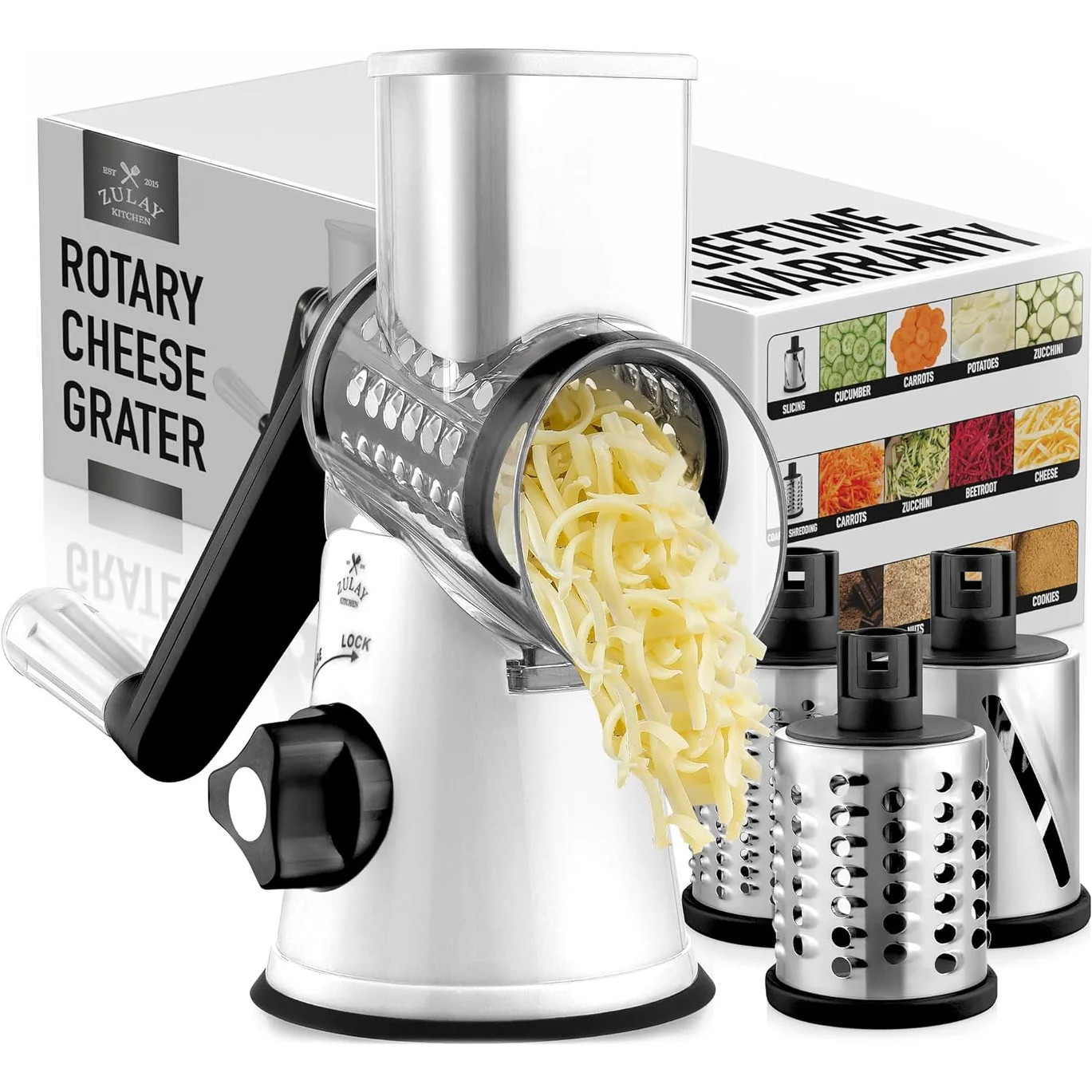 Zulay Kitchen Cheese Grater Hand Crank, Grater For Kitchen With Reinforced Suction | Bed Bath & Beyond