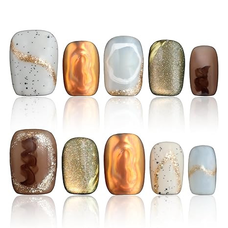 Handmade Press On Nails 3D Cat Eye Short Square Press On Nails Fake Nails For Women Gift Ideas Th... | Amazon (US)