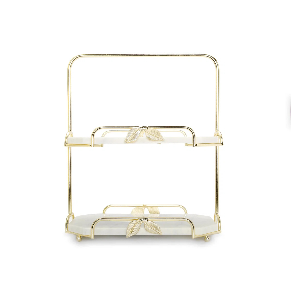 2-Tier Marble And Gold Centerpiece | Wayfair North America
