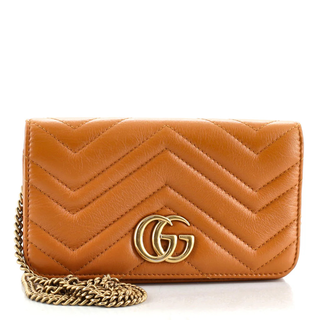 Gucci GG Marmont Chain Flap Bag Matelasse Leather Mini Brown 1289191 | Rebag