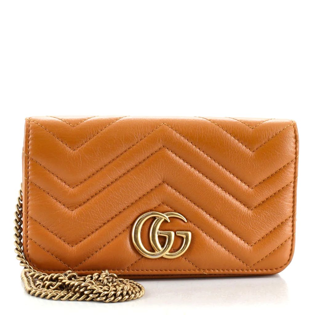Gucci GG Marmont Chain Flap Bag Matelasse Leather Mini Brown 1289191 | Rebag