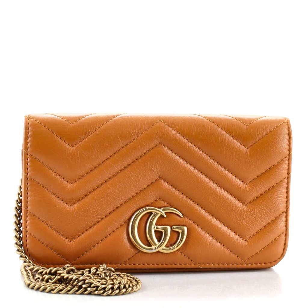 Gucci GG Marmont Chain Flap Bag Matelasse Leather Mini Brown 1289191 | Rebag