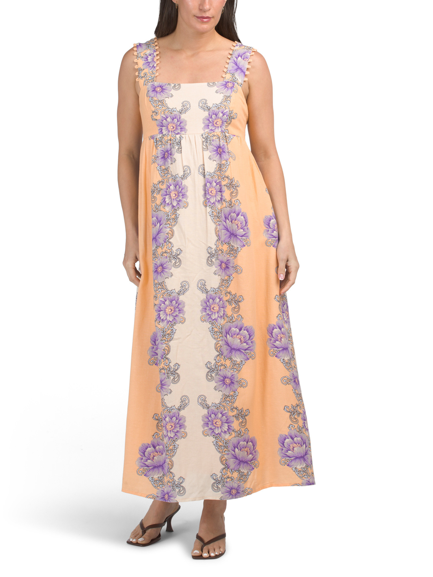 Linen Blend Sleeveless Placed Floral Maxi Dress | Casual Dresses  | Marshalls | Marshalls