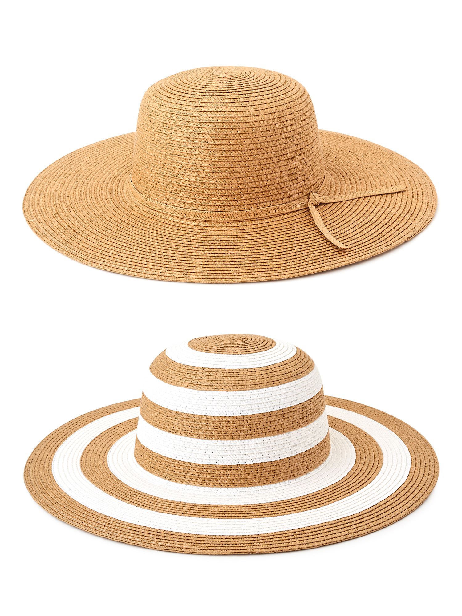 Time and Tru Women's Straw Floppy Hats, 2-Pack | Walmart (US)