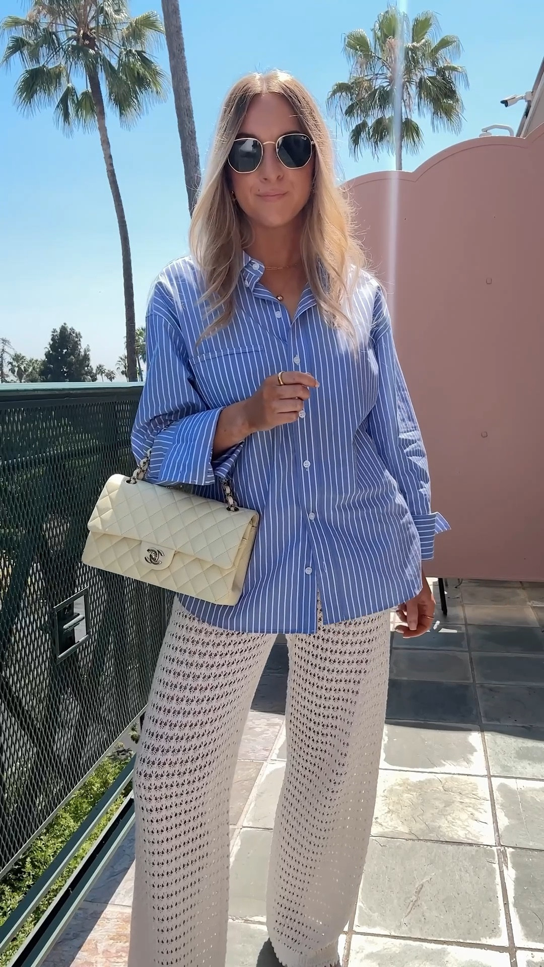 Outfit of the morning.
Classic striped shirt: size small
Crochet knit trousers: XS



#LTKtravel #LTKsummer #LTKpetite