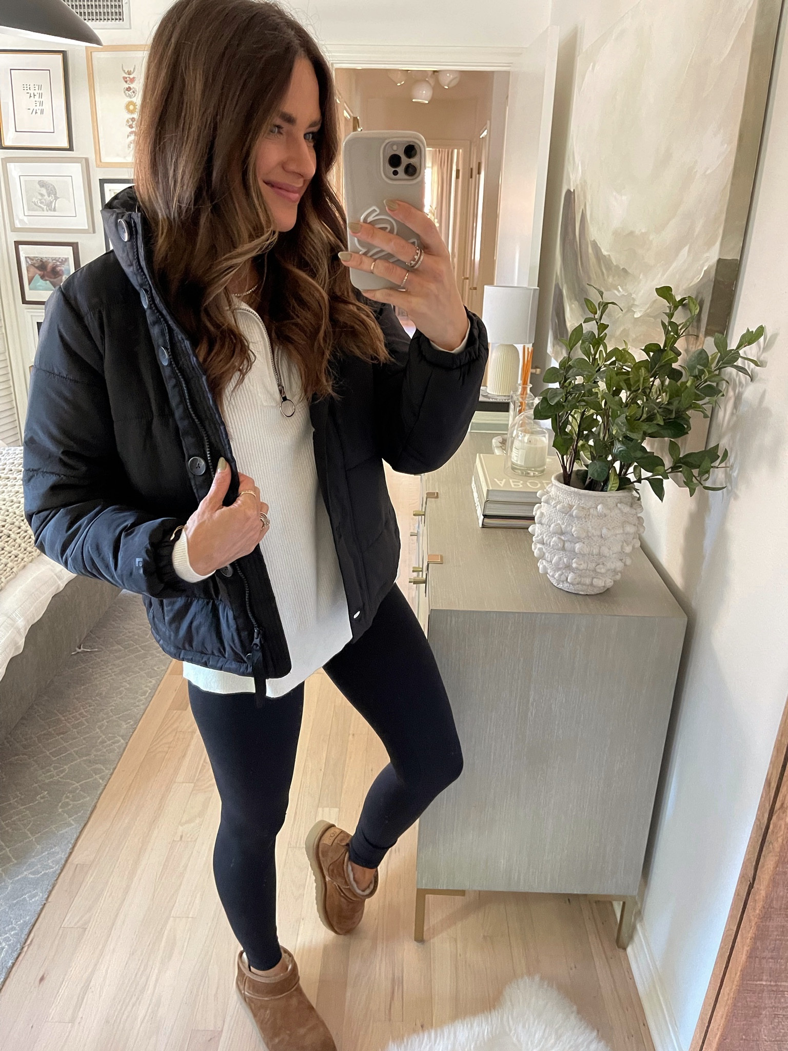 Affordable Fall Outfit thanks to Walmart! Wearing a size S in puffer jacket (comes in 8 other colors & is under $60. My sweater is an Amazon find & is perfect with leggings! Everything fits TTS // Walmart find, Walmart fashion, Walmart style, Walmart finds, Walmart fall outfit, fall style, fall trends, fall outfits, Walmart fashion finds, Walmart fall fashion