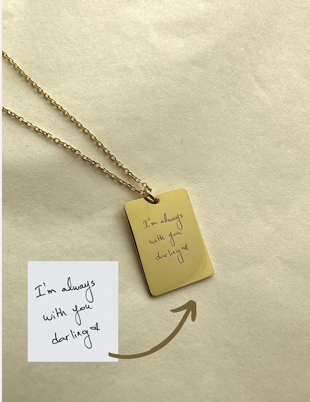 Custom Handwriting Necklace, Memory Pendant, Actual Handwriting Pendant, 14k Gold Engraved Pendan... | Etsy (US)