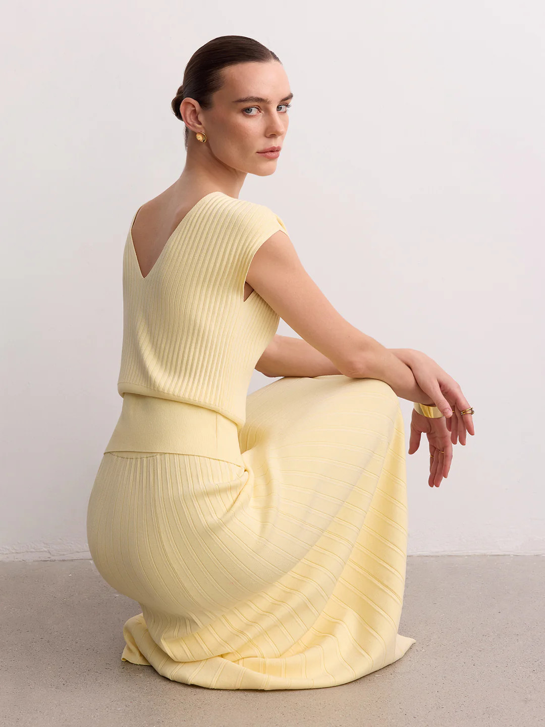 Cap Sleeve Ribbed Knit Top | Commense