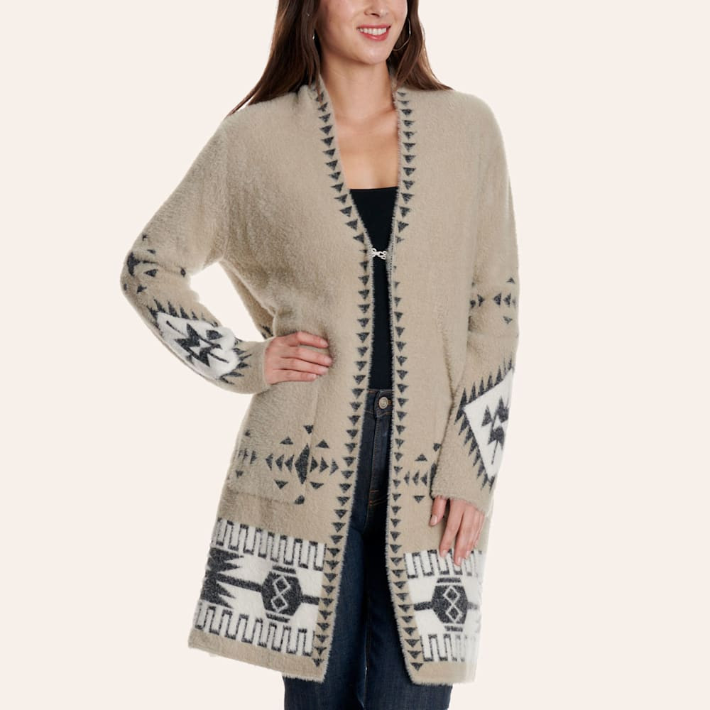 Venario Women's Monika Taupe Aztec Print Cardigan | Cavender's