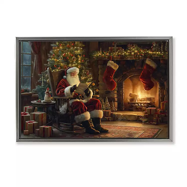 Santa Claus by the Fire Framed Canvas Art Print | Kirklands
