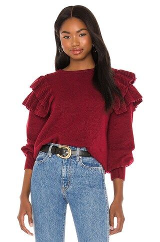1. STATE Ruffle Sleeve Sweater in Rich Cranberry from Revolve.com | Revolve Clothing (Global)