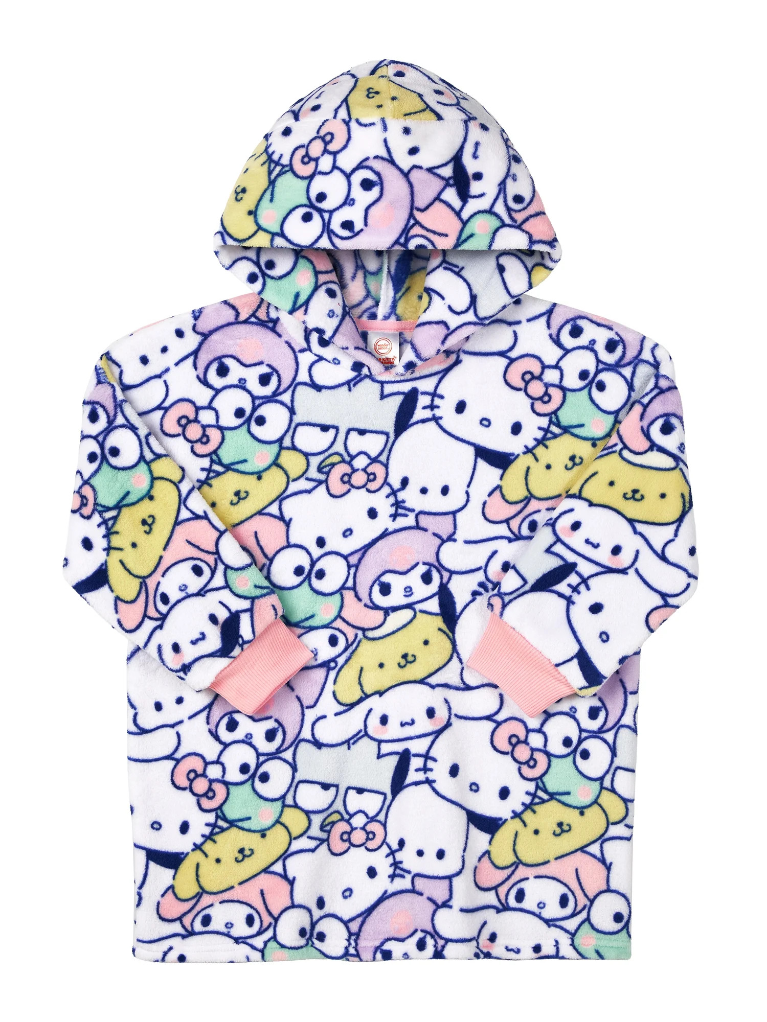 Wonder Nation X Hello Kitty Girls Long Sleeve Sleep Hoodie, One-Piece, Sizes 4-18 | Walmart (US)