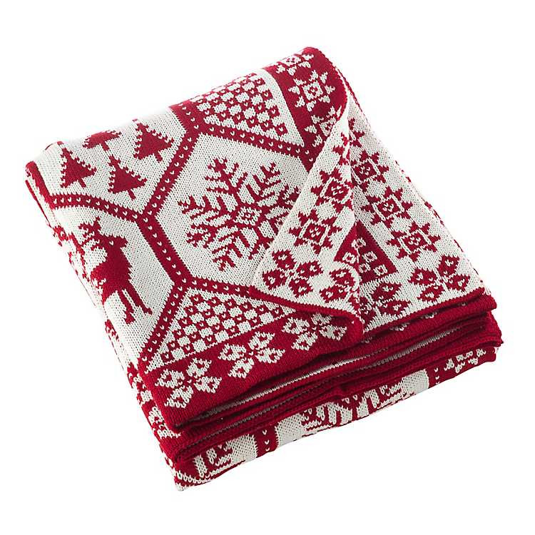 Red and White Geometric Christmas Throw Blanket | Kirkland's Home