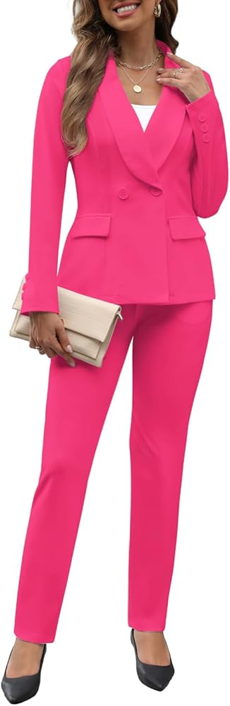 Women's Fall Business Pant Suit Long Sleeve Formal 2 Piece Blazer Set Casual Office Work Outfits ... | Amazon (US)