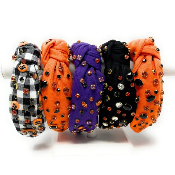 Halloween Jeweled Knotted Headband Halloween Headbands - Etsy | Etsy (US)