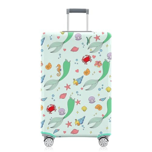 Vehcimbev Cartoon Seafloor Princess Luggage Cover Sea World Washable Elastic Travel Suitcase Cover Anti-scratch suitcase cover Fits 26-28 Inch | Amazon (US)