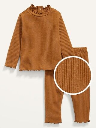 Cozy Rib-Knit Lettuce-Edge Top and Pants Set for Baby | Old Navy (US)