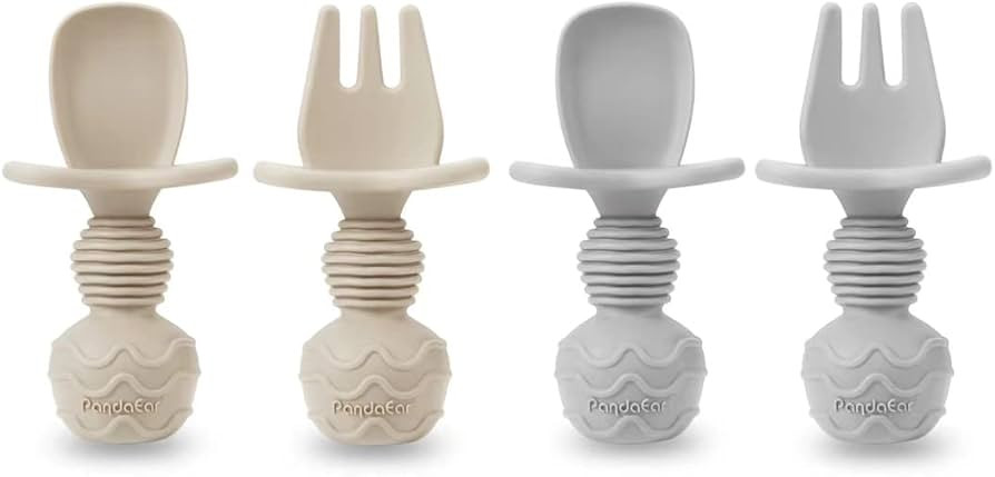 PandaEar (4 Pack) Silicone Baby Led Weaning Spoon Fork| First Training Self Feeding Utensils Set|... | Amazon (US)