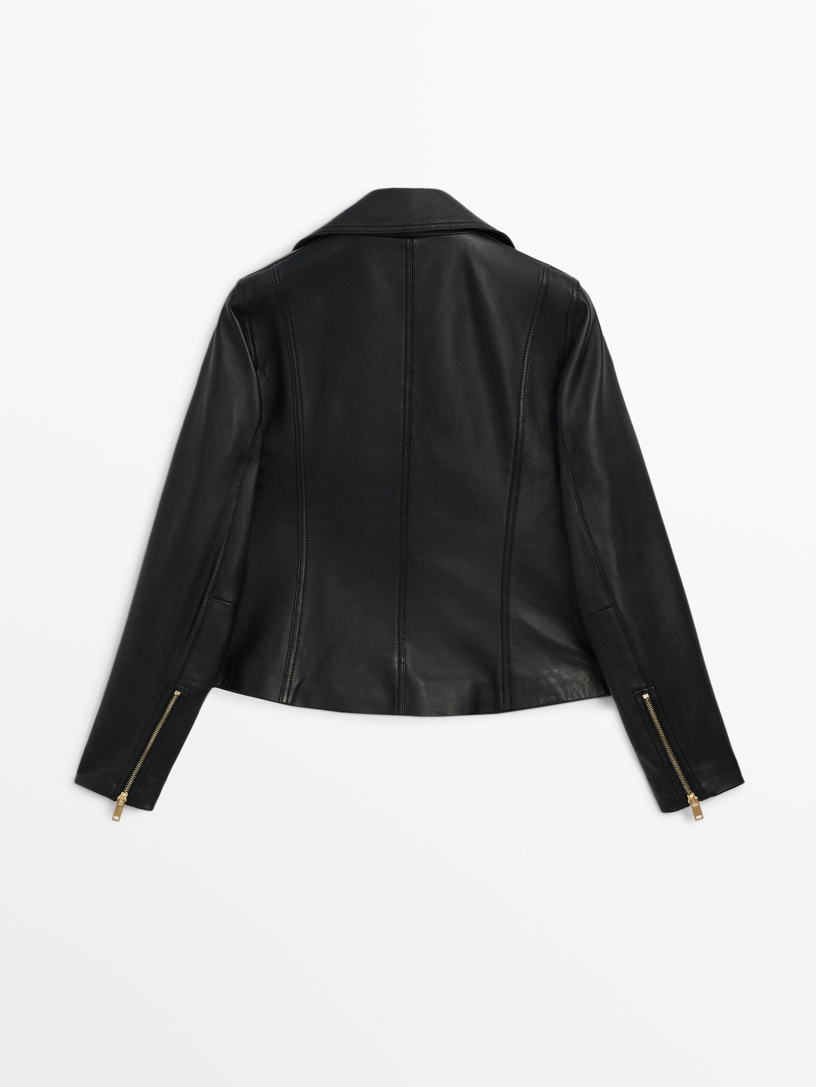 Schwarze Bikerjacke aus Nappaleder | Massimo Dutti DE