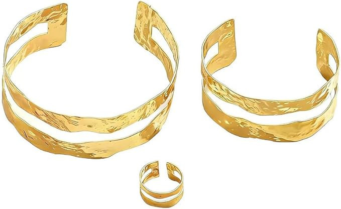 Cubahop 3 Piece Double Layer Arm Cuff Bracelet Set Gold Upper Arm Ring Bracelet Open Ring for Wom... | Amazon (DE)