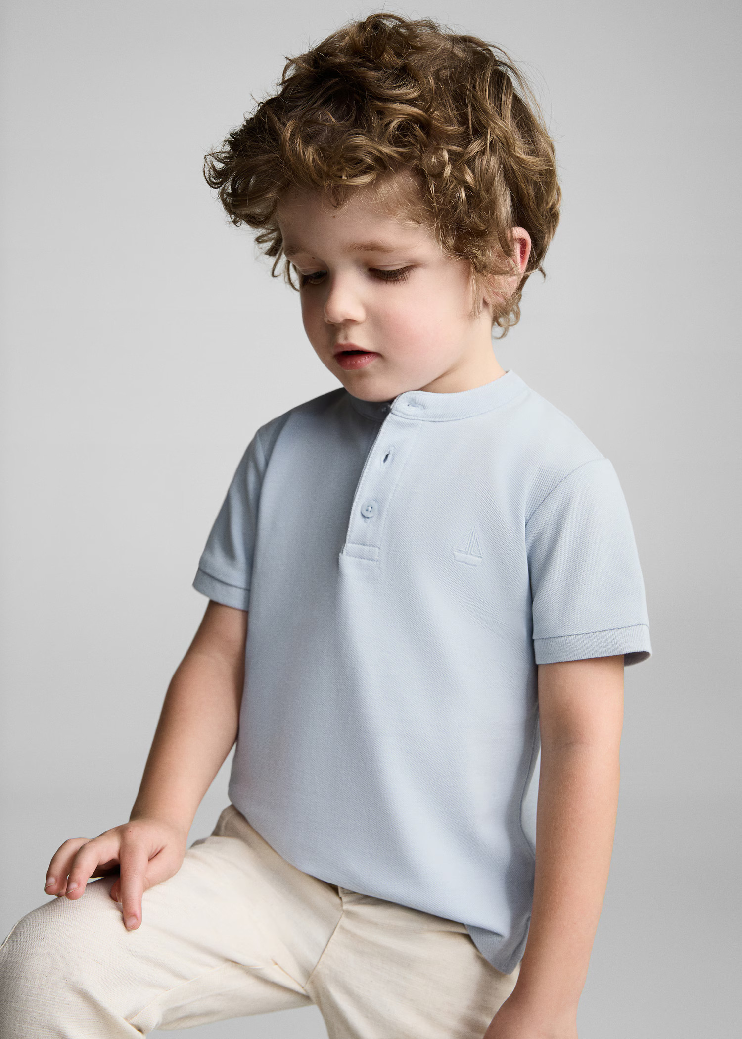 Mao collar cotton polo - Kids | MANGO USA | Mango (US/MX/AU)