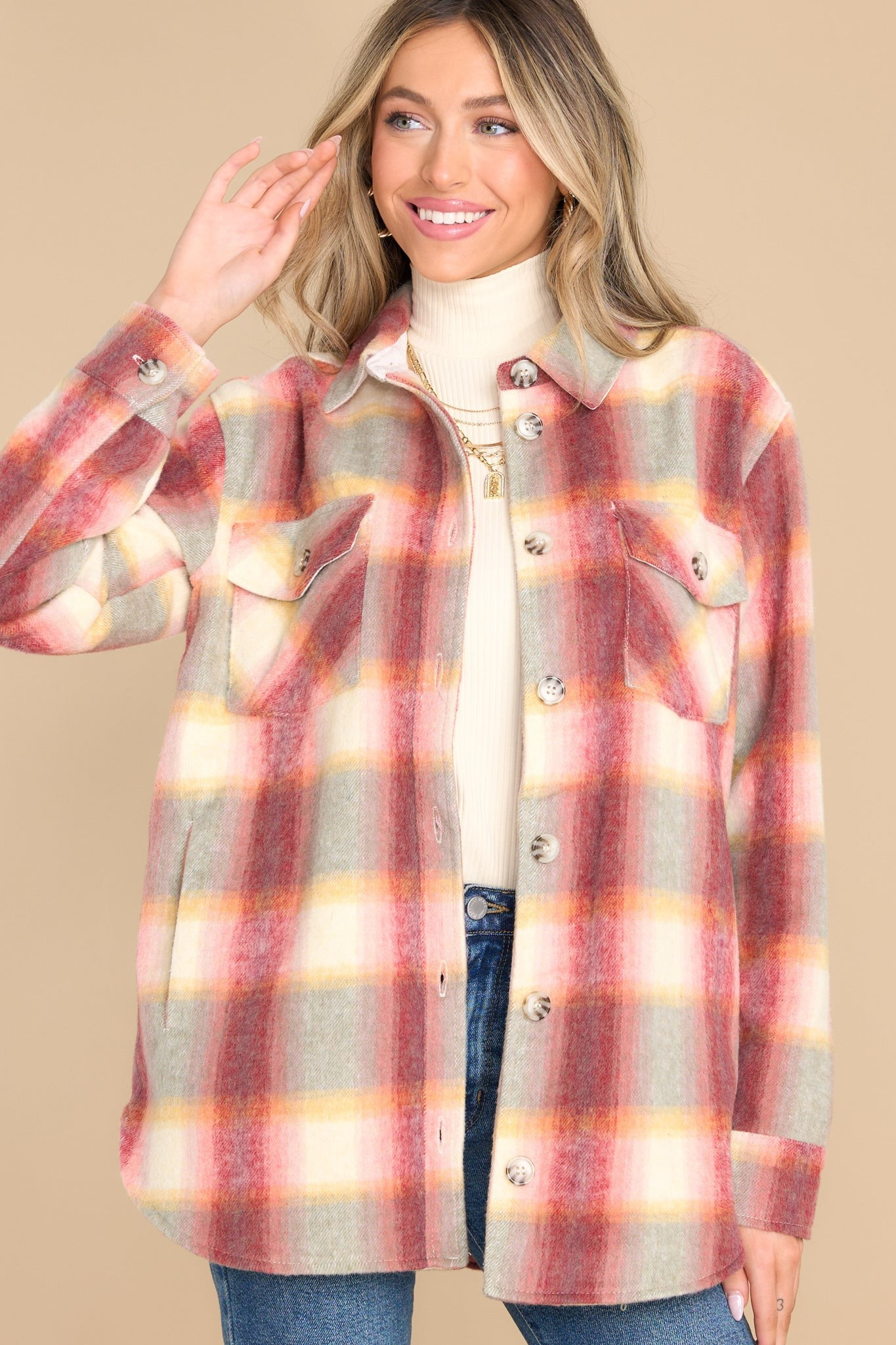 Chandler Sunset Plaid Shacket | Red Dress 