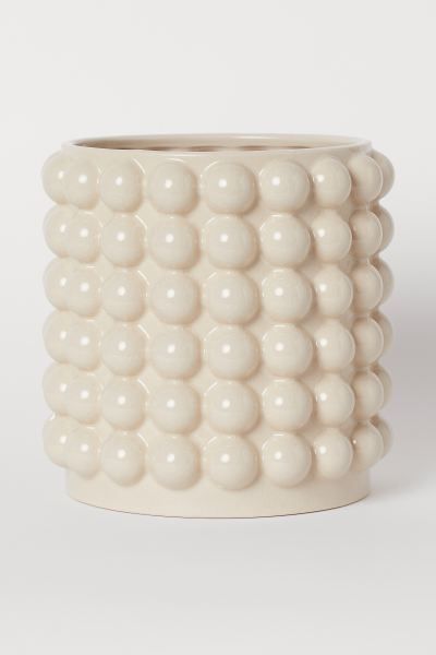 Plant pot in glazed stoneware with a bubbled finish. Inner diameter approx. 6 3/4 in., height 8 1... | H&M (US + CA)
