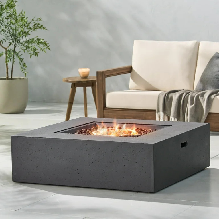 Mayfair Lightweight Concrete Outdoor 50,000 BTU Square Fire Pit (No Tank Holder), Dark Gray - Wal... | Walmart (US)