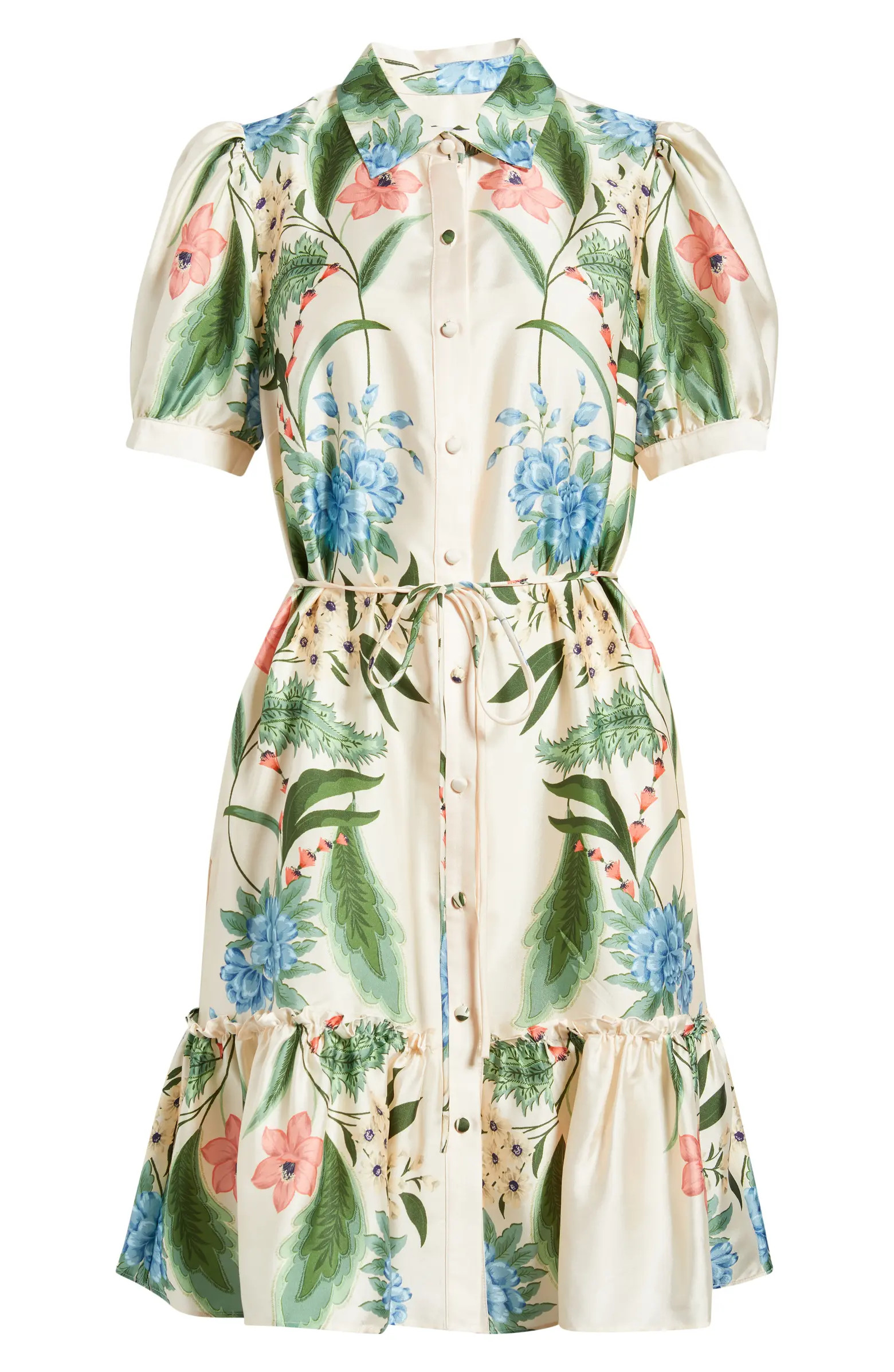 Floral Short Sleeve Ruffle Hem Shirtdress | Nordstrom