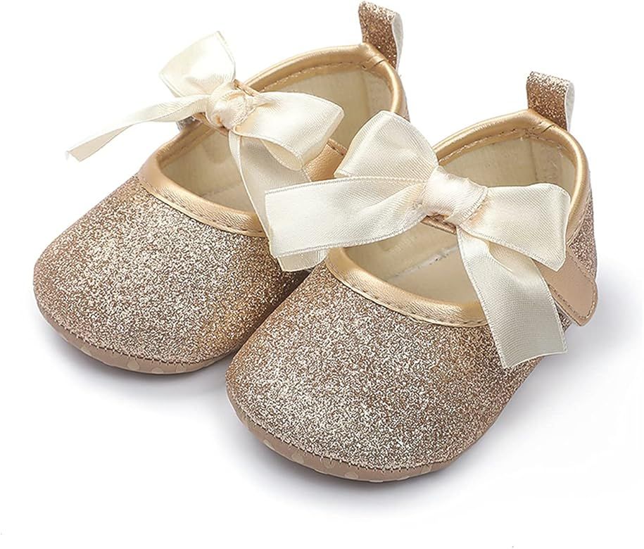 COSANKIM Baby Girls Mary Jane Flats Shoes Anti-Slip Rubber Sole Infant Toddler Princess Wedding D... | Amazon (US)