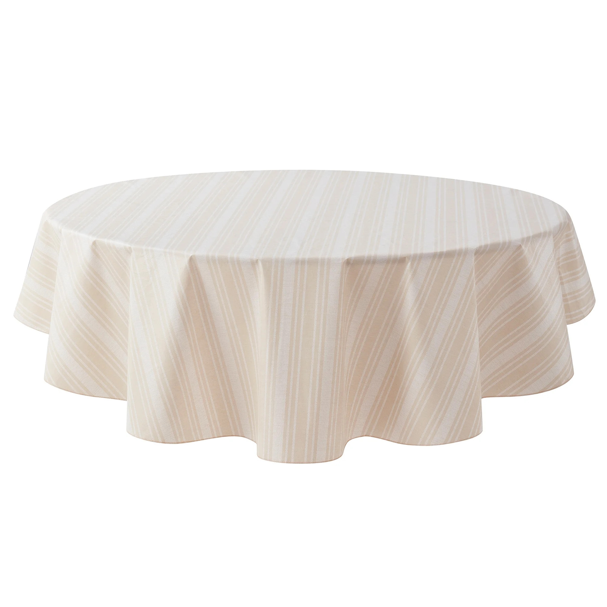 Mainstays Striped Beige PEVA Tablecloth 70" Round | Walmart (US)