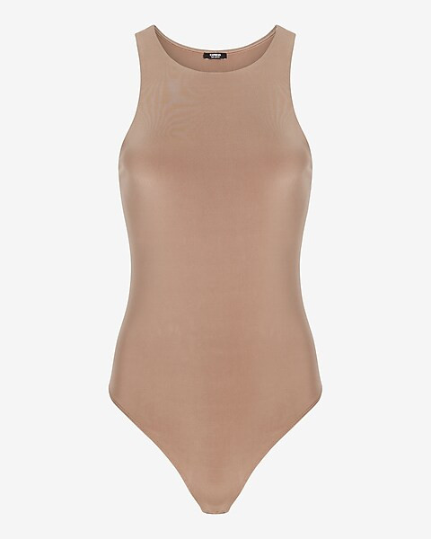 Body Contour Double Layer High Neck Thong Bodysuit | Express