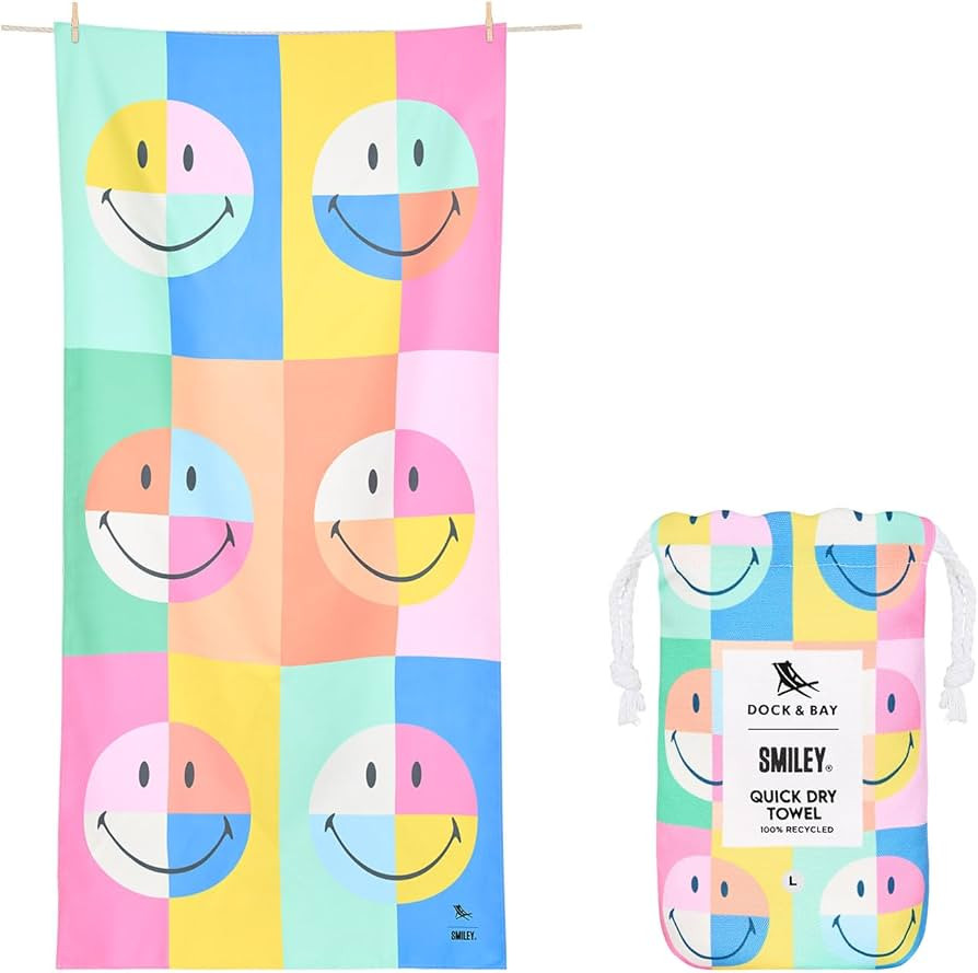 Dock & Bay Beach Towel - Quick Dry, Sand Free - Compact, Lightweight - 100% Recycled - Includes B... | Amazon (US)