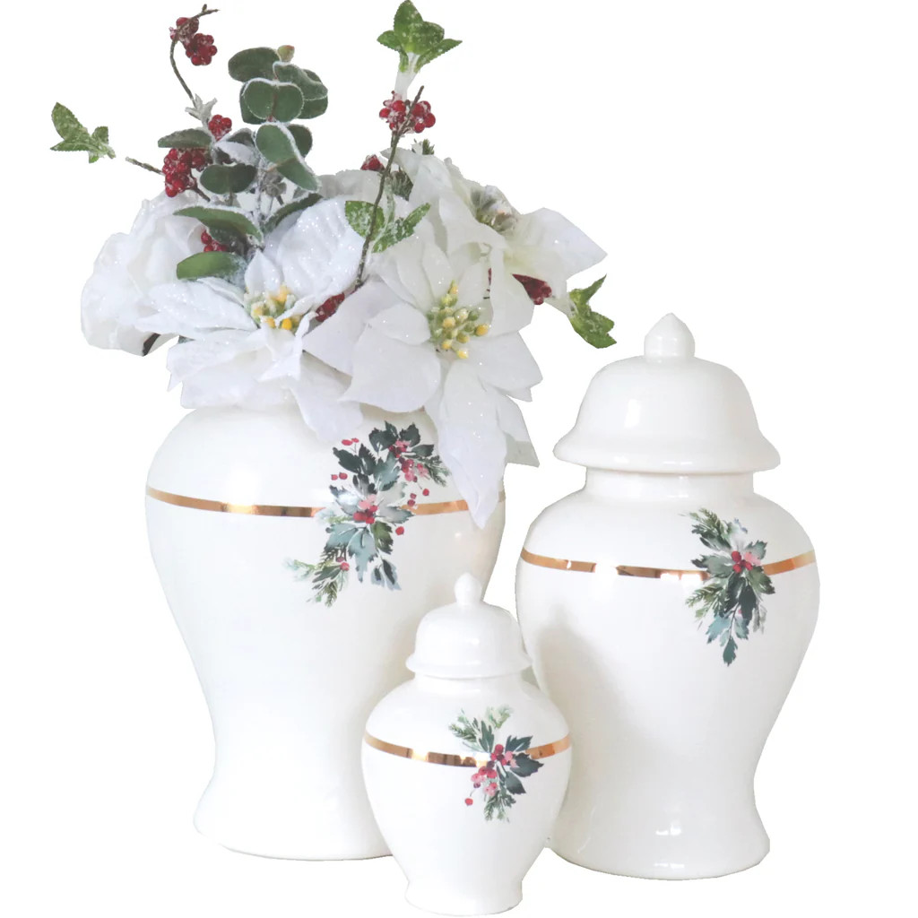 Winter Berry Ginger Jar with 22K Gold Band | Lo Home by Lauren Haskell Designs