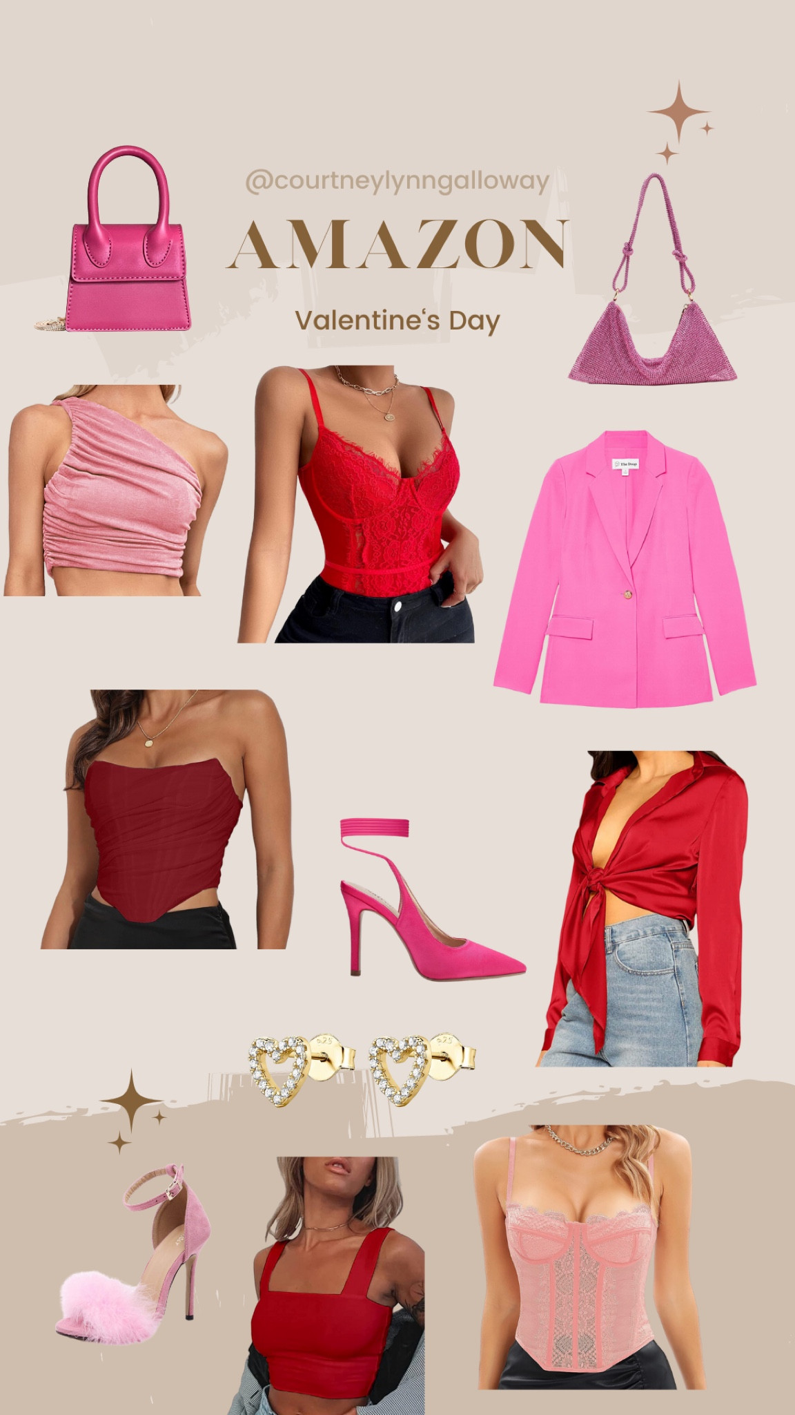 Valentine’s Day outfit inspo! Heart shaped Jewelry, pink heels and corset tops. Hot pink blazer. 

#valentinesday #vday #datenight #valentines #valentinesdayoutfit

#LTKitbag #LTKFind #LTKshoecrush