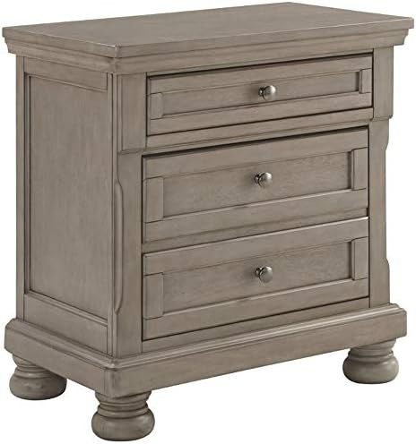 Signature Design by Ashley Lettner Modern Traditional 2 Drawer Nightstand, Light Gray | Amazon (US)