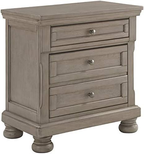 Signature Design by Ashley Lettner Modern Traditional 2 Drawer Nightstand, Light Gray | Amazon (US)