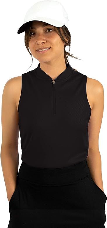 Three Sixty Six Womens Sleeveless Collarless Golf Polo Shirt with Zipper - Quick Dry Tank Tops fo... | Amazon (US)
