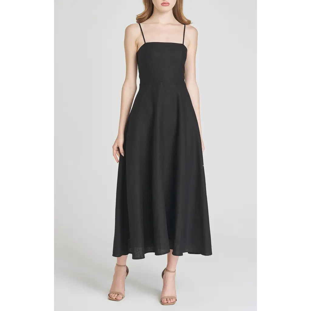 WAYF x Styled by COCO! Josefina Linen Blend Dress in Black at Nordstrom Rack, Size X-Large | Nordstrom Rack