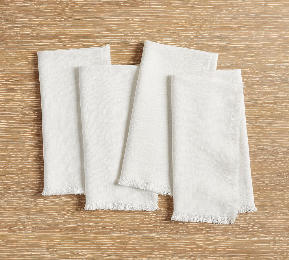 Frayed Oversized Linen Napkins - Set of 4 | Pottery Barn (US)