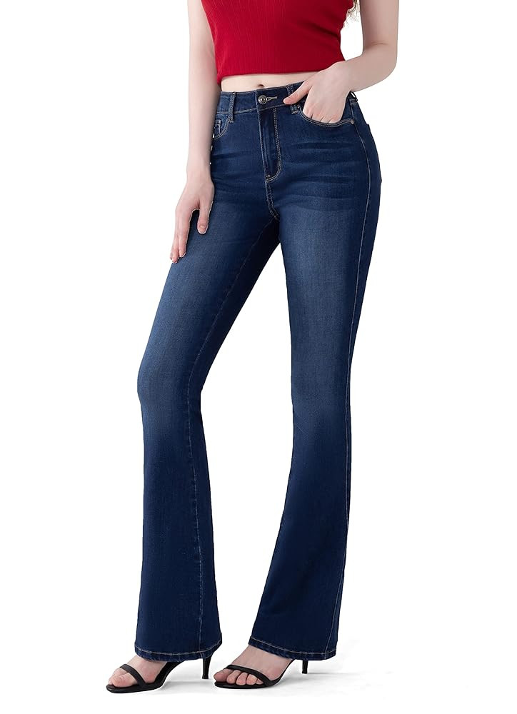 FLYING BANANA Women's Curvy Stretchy Bootcut Flare Denin Jeans | Amazon (US)