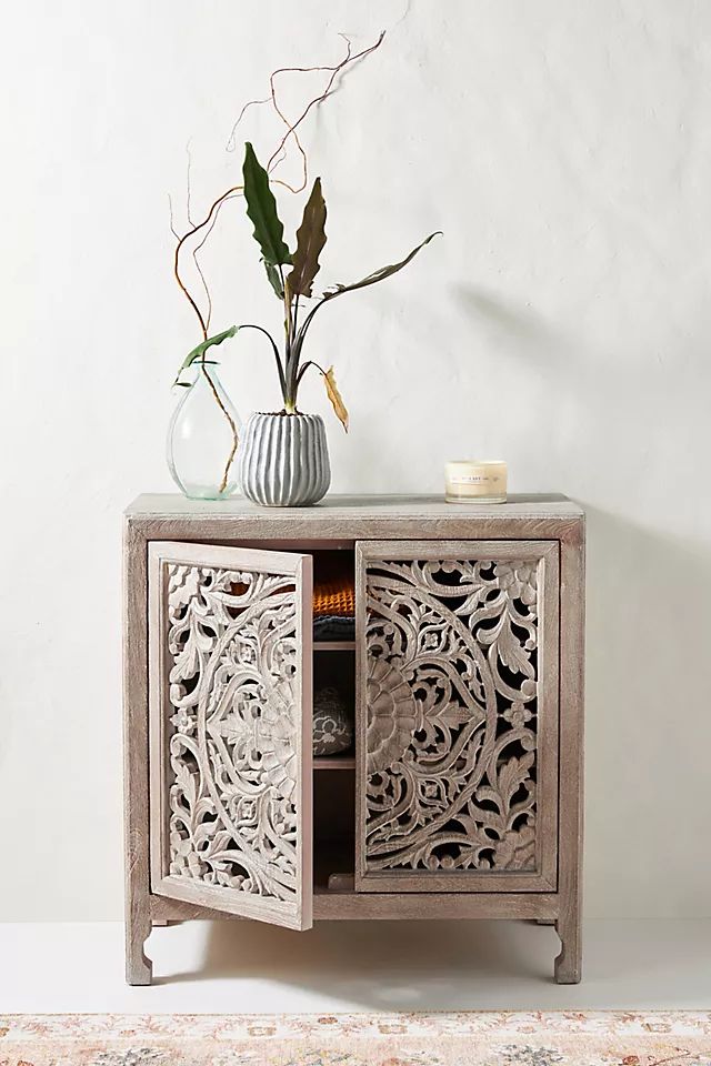 Handcarved Lombok Entryway Cabinet | Anthropologie (US)